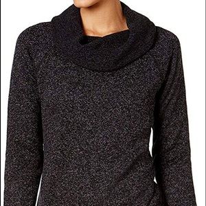 SOLD Ideology Noir Black Womens Fleece Cowl-Neck Long Sleeve Pullover Sweaters